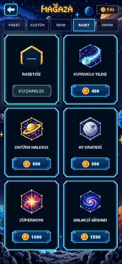 Gezgezen – Mağaza: rozetler