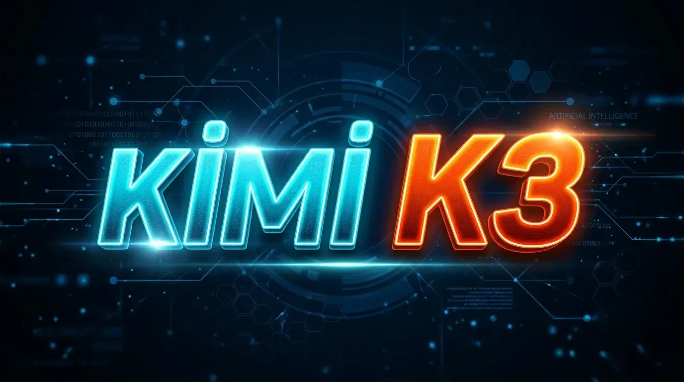 Kimi K3 yapay zeka modelinin mavi ve turuncu neon logosu