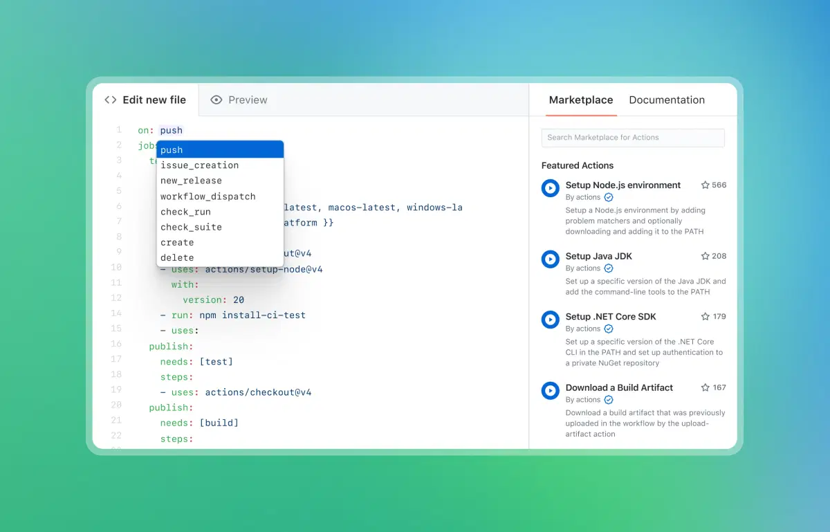 GitHub Actions iş akışı (workflow) ekranı